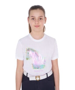 Girls' Slim Fit T-Shirt Interference Horse Print