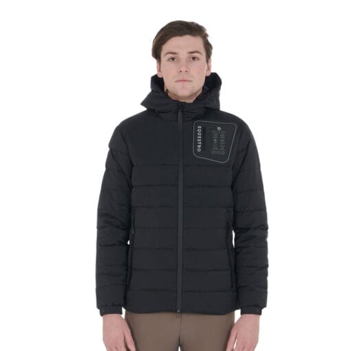 Men'S Down Jacket In Stretch Fabric With Silicone Patch