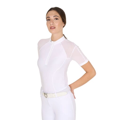 Women's competition polo shirt in stretch tulle with zip - Bild 2